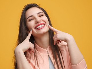 Lady shows off pretty smile